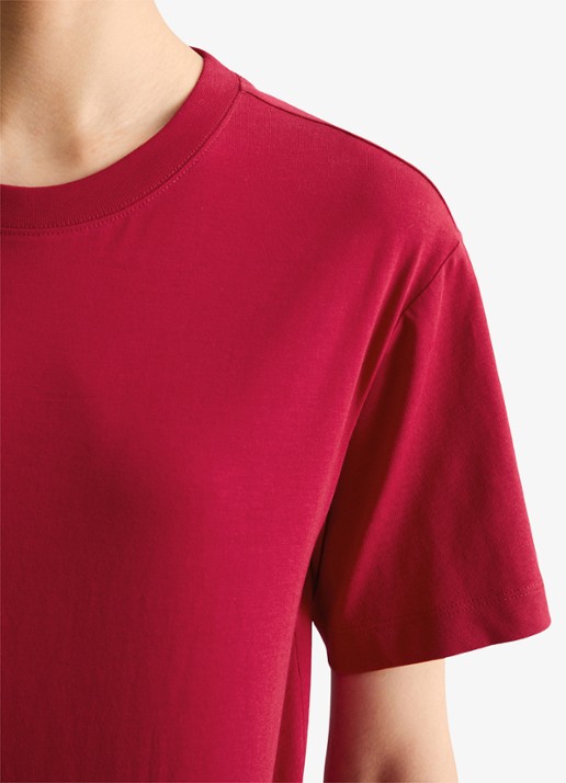 Marc O'Polo Denim T-shirt met ronde hals - detail 5 vivid cherry-6882 / rood