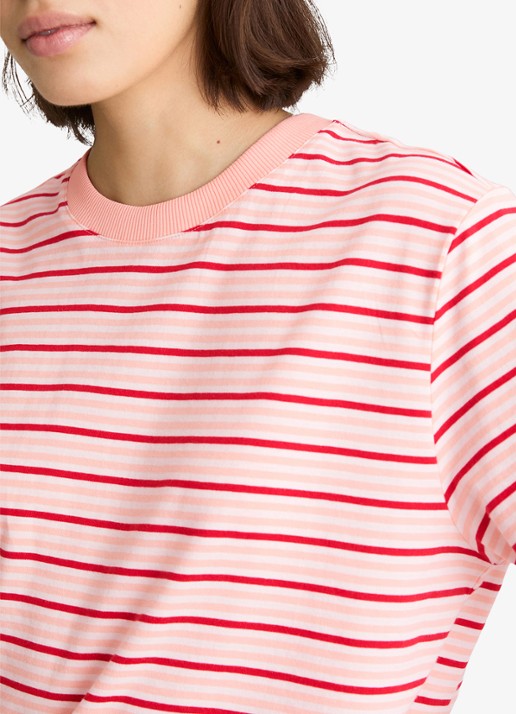 Marc O'Polo Denim T-shirt met streepprint  - detail 5 roze
