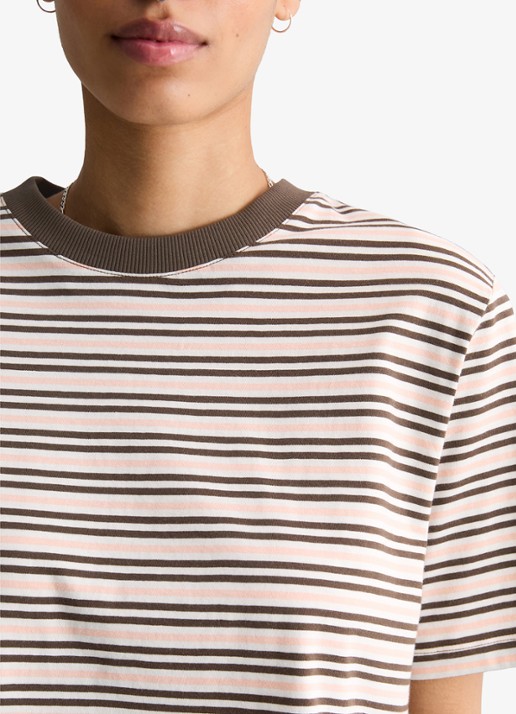 Marc O'Polo Denim T-shirt met streepprint  - detail 2 bruin