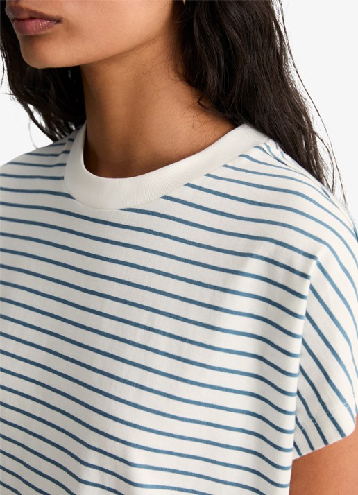 Marc O'Polo Denim T-shirt met streepprint - detail 2 blauw