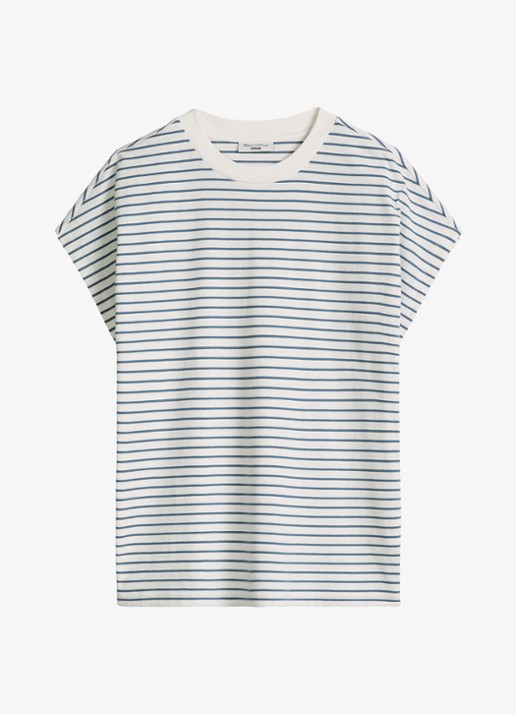 Marc O'Polo Denim T-shirt met streepprint - voorkant 4 blauw