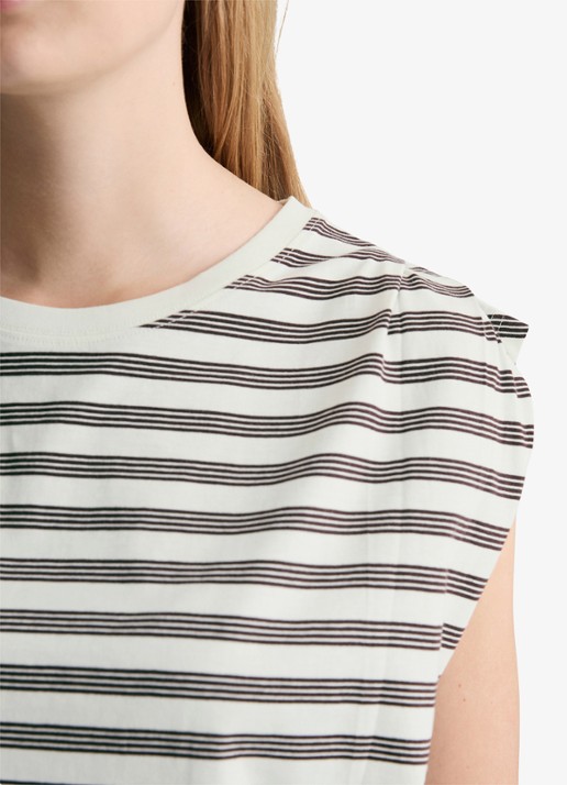 Marc O'Polo Denim T-shirt met streepprint - detail 4 offwhite_multi_07-1263 / wit