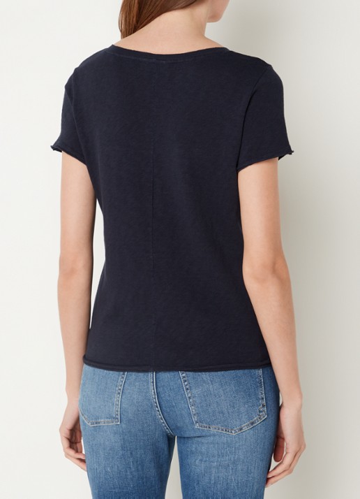 Marc O'Polo Denim T-shirt met V-hals - achterkant donkerblauw