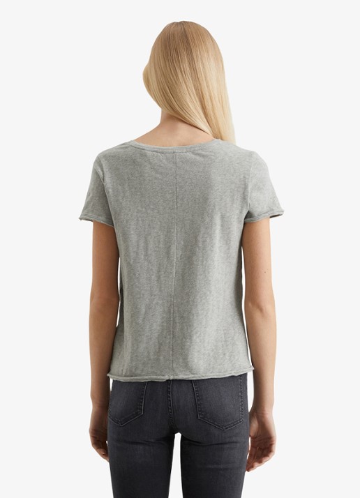 Marc O'Polo Denim T-shirt met V-hals - achterkant 4 grijsmele