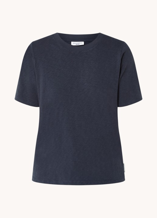 Marc O'Polo Denim T-shirt van  katoen - voorkant donkerblauw