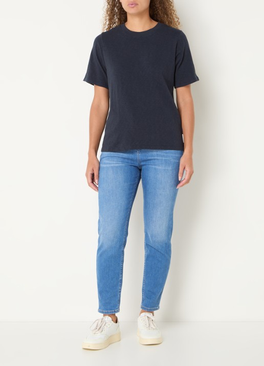 Marc O'Polo Denim T-shirt van  katoen - voorkant 2 donkerblauw