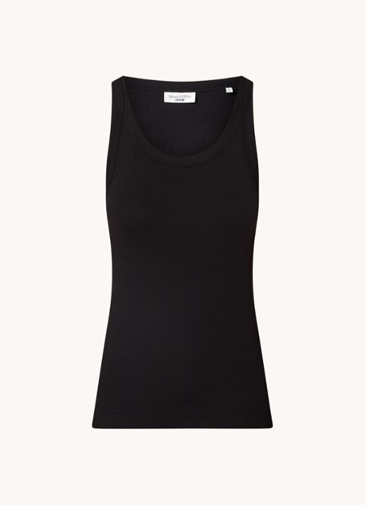 Marc O'Polo Denim Tanktop met ribstructuur - voorkant zwart