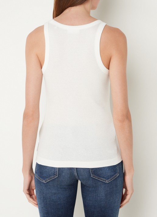 Marc O'Polo Denim Tanktop met ribstructuur - achterkant 2 gebroken wit