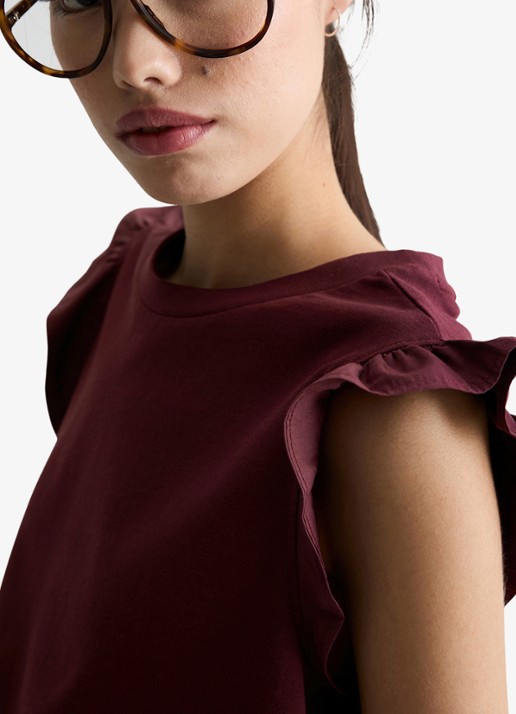 Marc O'Polo Denim Top met vlindermouw - detail 5 merlot red/6932