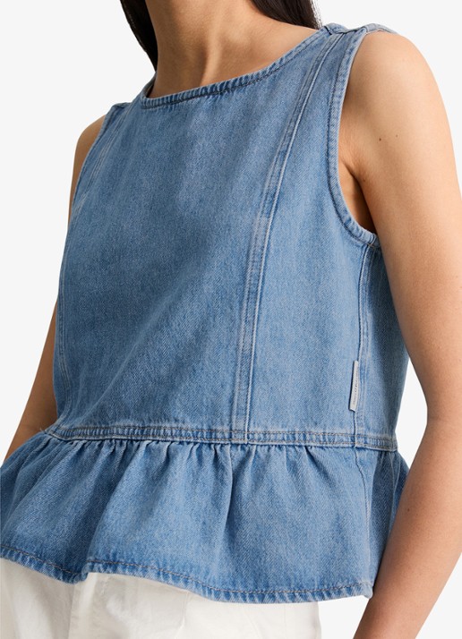 Marc O'Polo Denim Top van denim - detail 2 medium blue 01-4928 / blauw