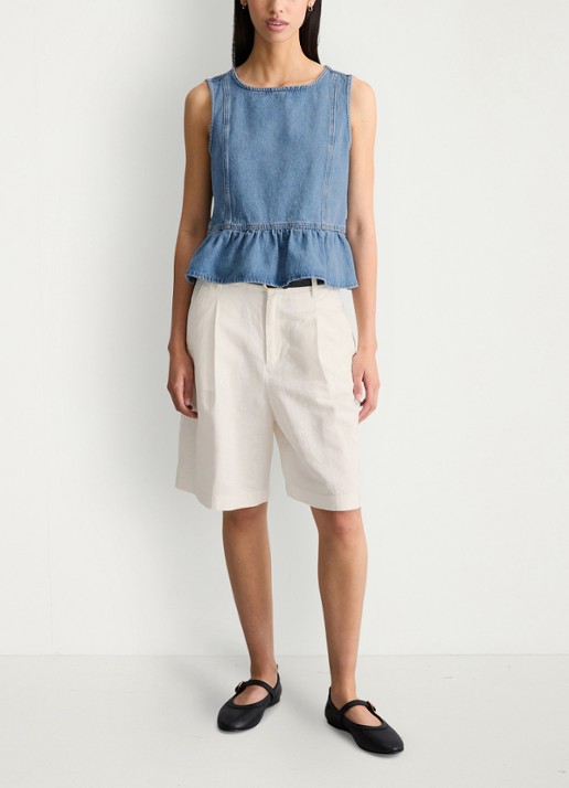 Marc O'Polo Denim Top van denim - voorkant 5 medium blue 01-4928 / blauw