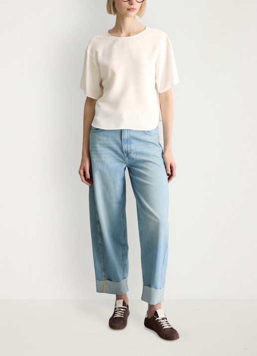 Marc O'Polo Denim Tuniek met ronde hals - voorkant 2 silky white/1183