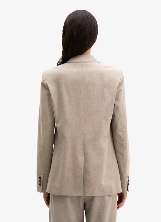 Marc O'Polo Double-breasted blazer in wolblend met opgestikte zakken  - achterkant bruin