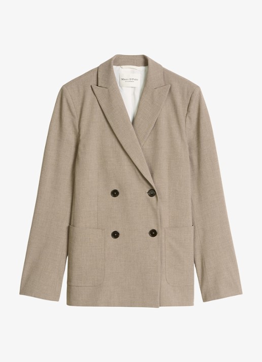 Marc O'Polo Double-breasted blazer in wolblend met opgestikte zakken  - voorkant 2 bruin