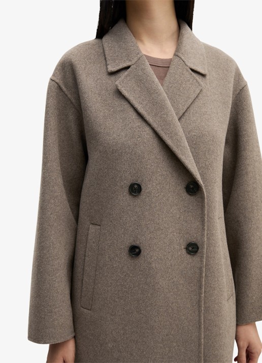 Marc O'Polo Double-breasted mantel in wolblend met steekzakken - detail 4 taupe