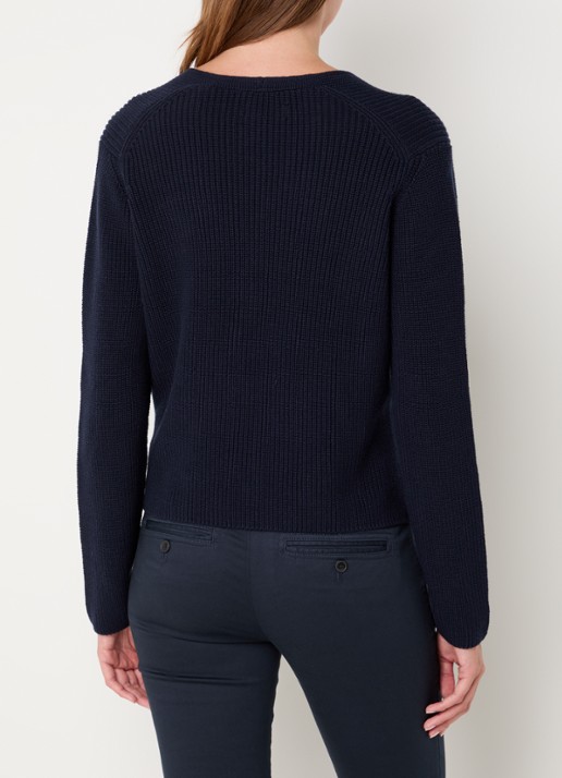 Marc O'Polo Fijngebreid vest met V-hals - achterkant donkerblauw