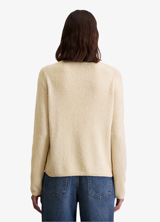 Marc O'Polo Fijngebreide pullover in lama wolblend - achterkant 3 beige