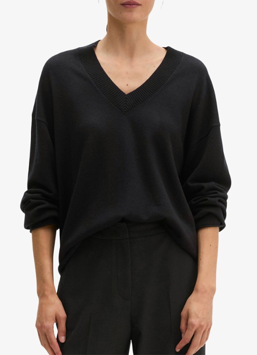 Marc O'Polo Fijngebreide pullover in scheelwolblend met V-hals