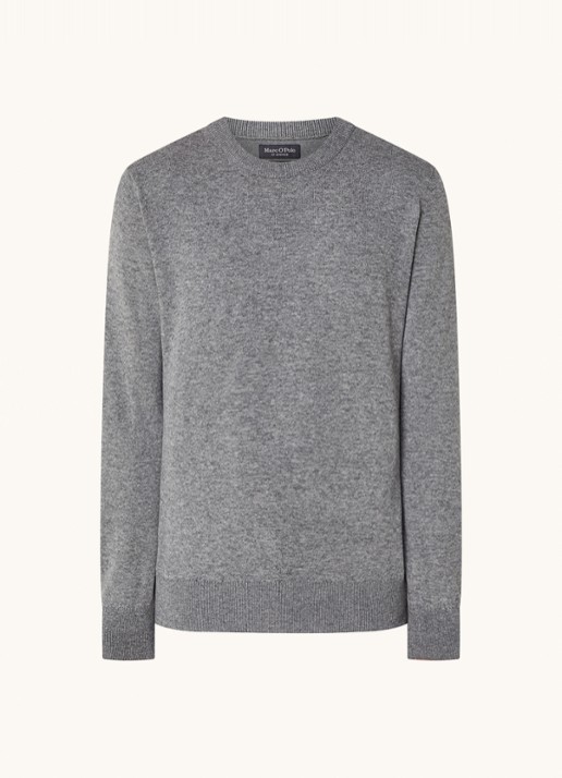 Marc O'Polo Fijngebreide pullover in scheerwolblend - voorkant grijs