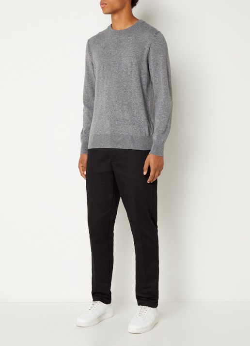 Marc O'Polo Fijngebreide pullover in scheerwolblend - voorkant 2 grijs
