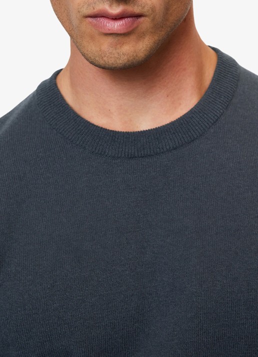 Marc O'Polo Fijngebreide pullover in scheerwolblend - detail 4 donkerblauw