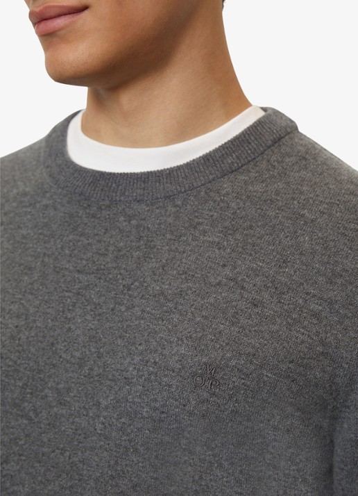 Marc O'Polo Fijngebreide pullover in scheerwolblend - detail 3 grijsmele
