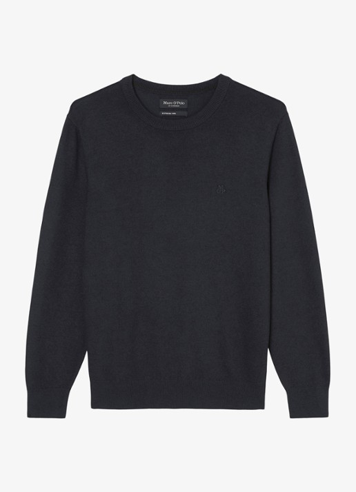 Marc O'Polo Fijngebreide pullover in scheerwolblend - voorkant dark navy / donkerblauw