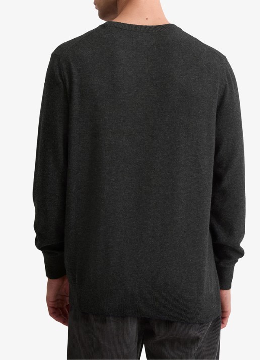 Marc O'Polo Fijngebreide pullover in scheerwolblend - achterkant 5 donkergrijs