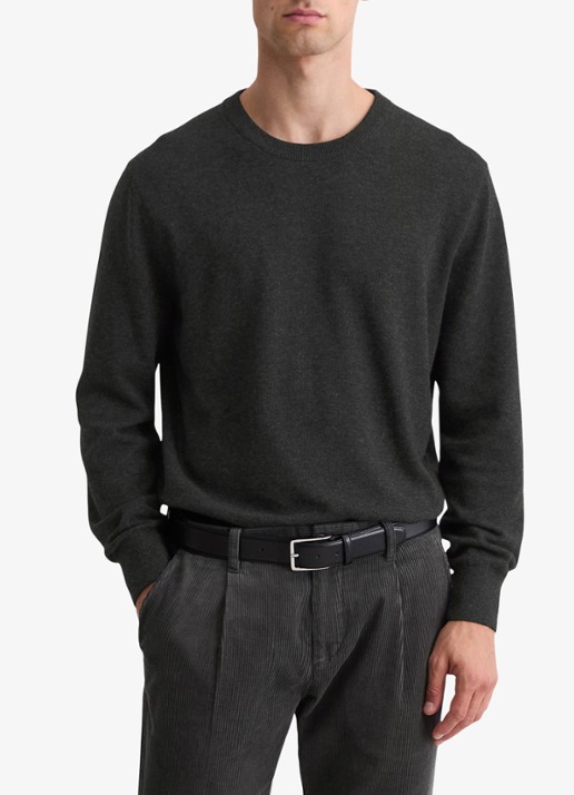 Marc O'Polo Fijngebreide pullover in scheerwolblend - detail 3 donkergrijs