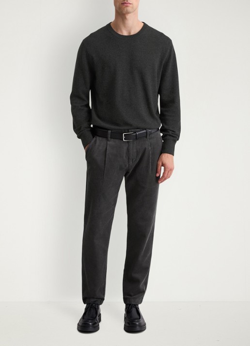 Marc O'Polo Fijngebreide pullover in scheerwolblend - voorkant 2 donkergrijs