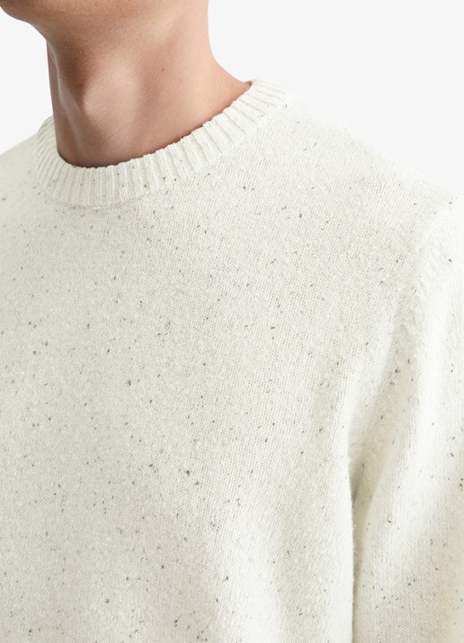 Marc O'Polo Fijngebreide pullover in wolblend met gemêleerd dessin - detail 4 wit