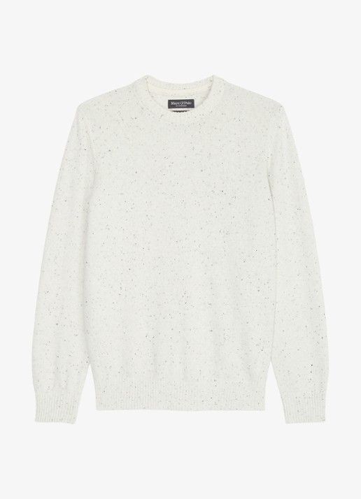 Marc O'Polo Fijngebreide pullover in wolblend met gemêleerd dessin - voorkant 2 wit