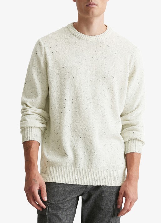 Marc O'Polo Fijngebreide pullover in wolblend met gemêleerd dessin - voorkant 3 wit