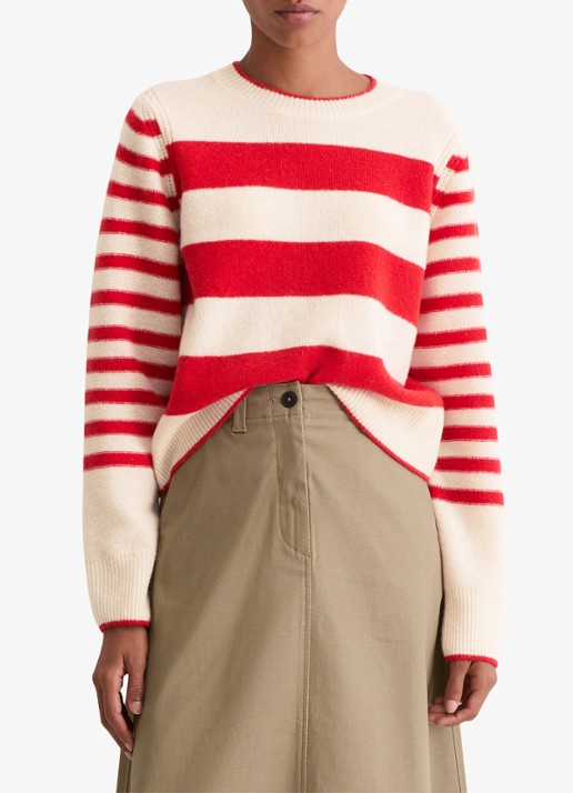 Marc O'Polo Fijngebreide pullover met streepprint