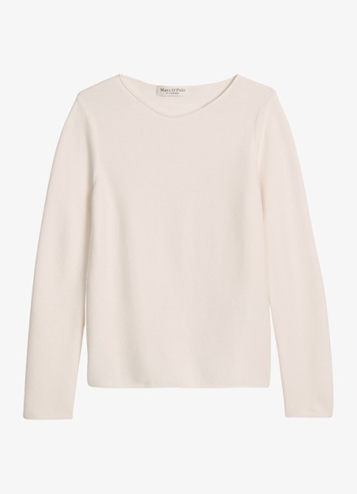 Marc O'Polo Fijngebreide trui met ronde hals - voorkant 2 beige