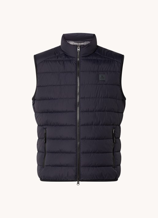 Marc O'Polo Gewatteerde bodywarmer met logo - voorkant 3 donkerblauw