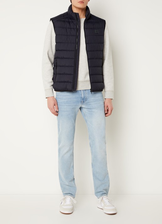 Marc O'Polo Gewatteerde bodywarmer met logo - voorkant 4 donkerblauw