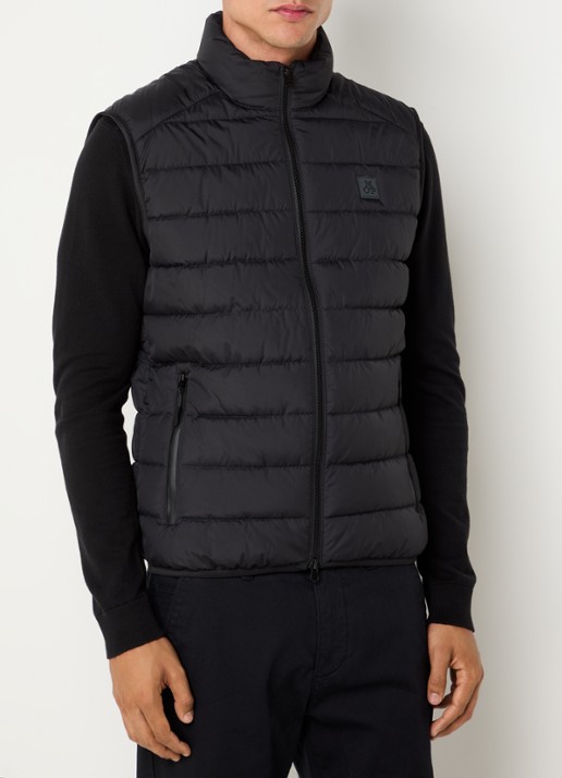 Marc O'Polo Gewatteerde bodywarmer met logo - detail zwart