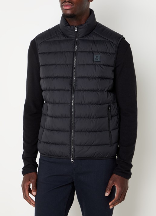 Marc O'Polo Gewatteerde bodywarmer met logo - detail 2 zwart
