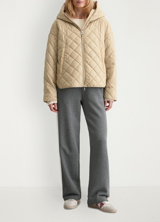 Marc O'Polo Gewatteerde jas met ruitdessin - voorkant 5 beige
