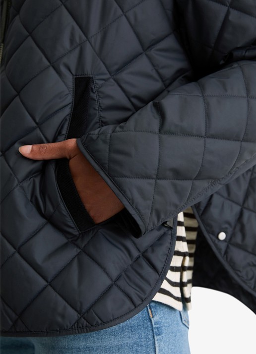 Marc O'Polo Gewatteerde jas met ruitdessin - detail 4 donkerblauw