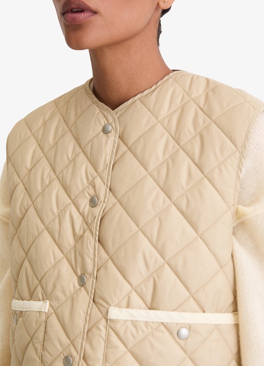 Marc O'Polo Gilet met ruitdessin - detail 5 beige