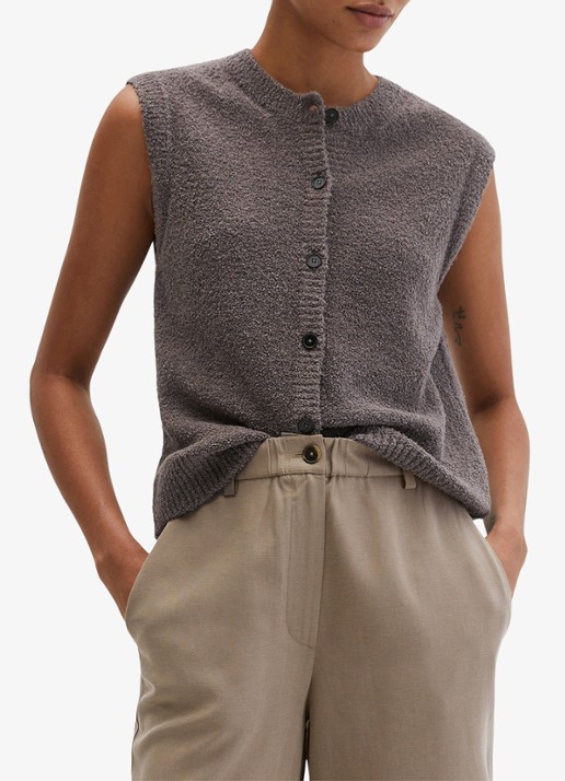 Marc O'Polo Gilet met structuur en ronde hals
