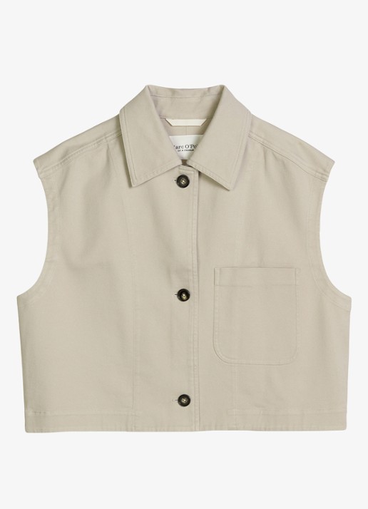 Marc O'Polo Gilet van denim met borstzak - voorkant linen beige / grijs