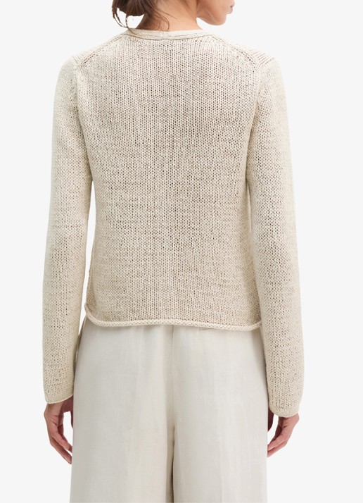 Marc O'Polo Grofgebreid vest in katoenblend - achterkant 5 creme
