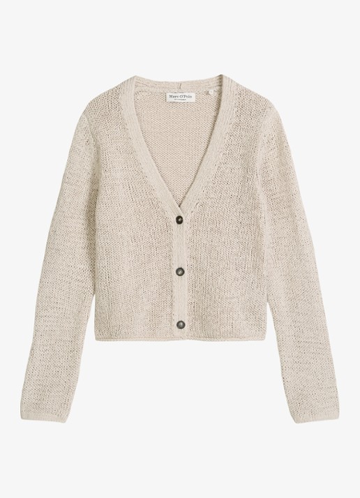 Marc O'Polo Grofgebreid vest in katoenblend - voorkant 3 creme