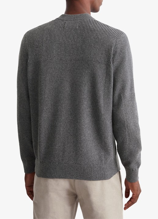Marc O'Polo Grofgebreid vest in scheerwolblend - achterkant 3 graphite grey melange-969 / grijs