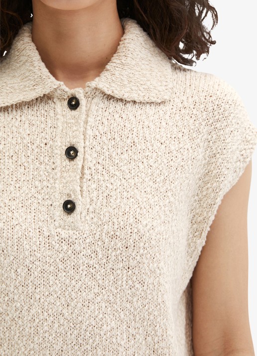 Marc O'Polo Grofgebreide mouwloze top  - detail 3 beige