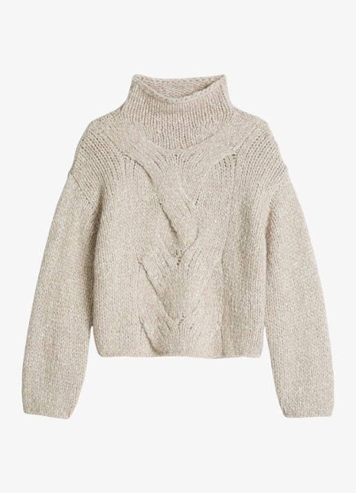 Marc O'Polo Grofgebreide trui in alpaca wolblend met opstaande kraag