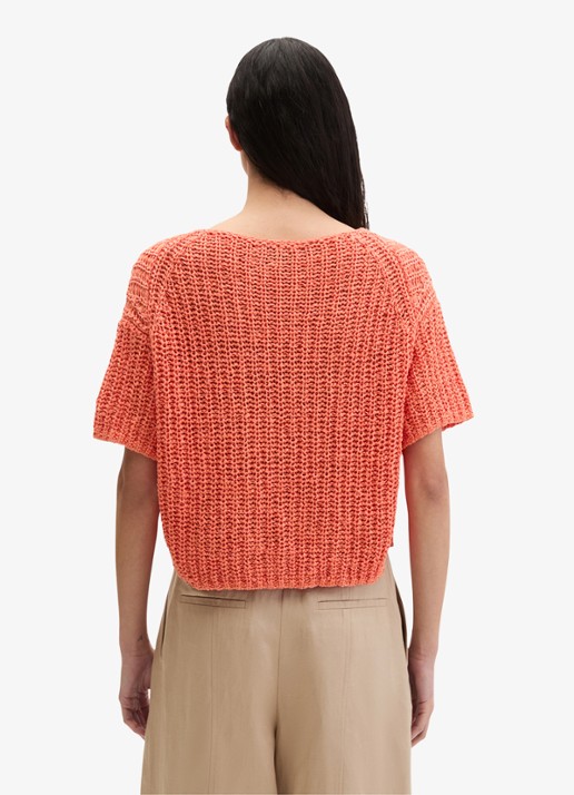 Marc O'Polo Grofgebreide trui met ronde hals - achterkant warm orange-9326 / oranje